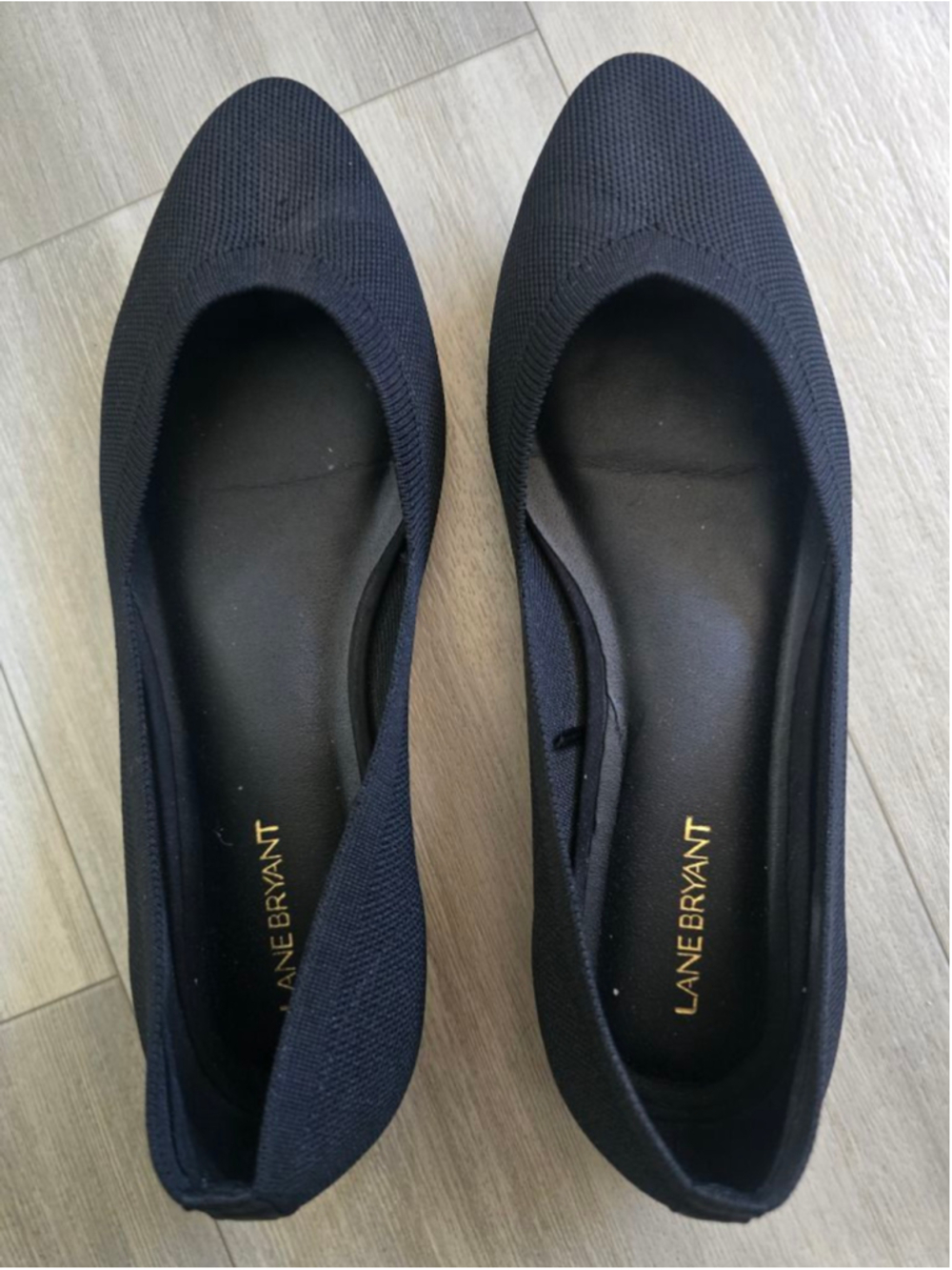 Women's Lane Bryant Dream Clouds Black Knit Pointed Toe Flats Size 11